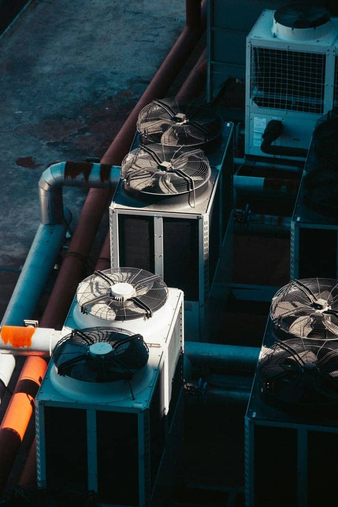 Refrigerant lines and condenser equipment on a commercial job