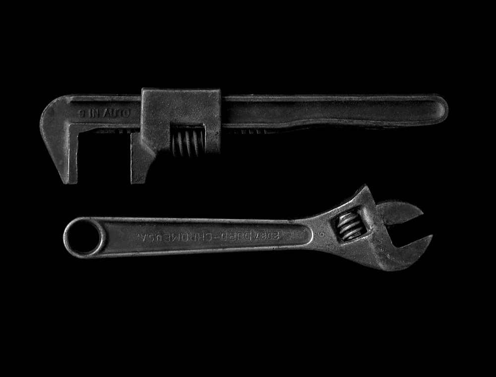 Pipe wrench and adjustable wrench ready for rough-in